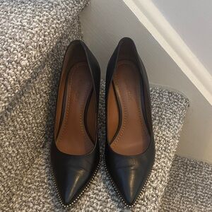 Coach Black Leather Studded Heels